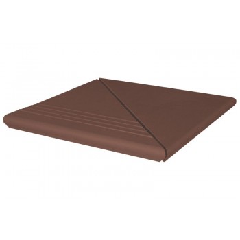 Клинкерная ступень угловая венецианская рефленая King Klinker 330*330*14 мм 03 natural-brown