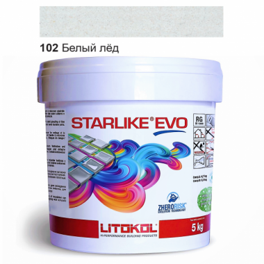 Затиральна  суміш двокомпонентна кислотостійка епоксидна Litokol Starlike® EVO  EVO 102 БІЛИЙ ЛІД 5 кг