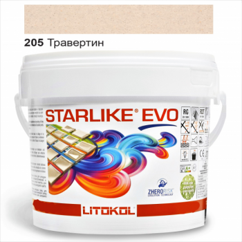 Затирочная смесь двухкомпонентная кислотостойкая эпоксидная Litokol Starlike®  EVO 205 ТРАВЕРТИН 1,0 кг
