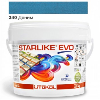 Затирочная смесь двухкомпонентная кислотостойкая эпоксидная Litokol Starlike®  EVO  340 ДЕНИМ 2,5 кг