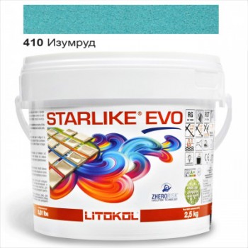 Затиральна  суміш двокомпонентна кислотостійка епоксидна Litokol Starlike® EVO  410 ИЗУМРУД 2,5 кг