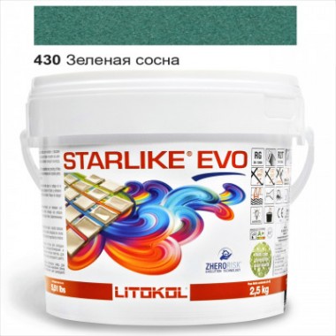 Затиральна  суміш двокомпонентна кислотостійка епоксидна Litokol Starlike® EVO 420 430 ЗЕЛЕНА СОСНА 2,5 кг