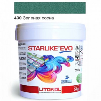 Затирочная смесь двухкомпонентная кислотостойкая эпоксидная Litokol Starlike®  EVO 430 ЗЕЛЕНАЯ СОСНА 5 кг
