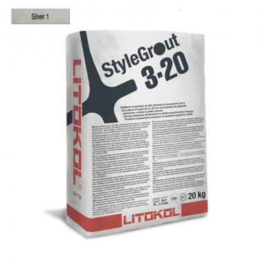 Цементна затиральна суміш для швів шириною від 3 до 20 мм Litokol Stylegrout 3-20 silver 1 сильвер 20 кг