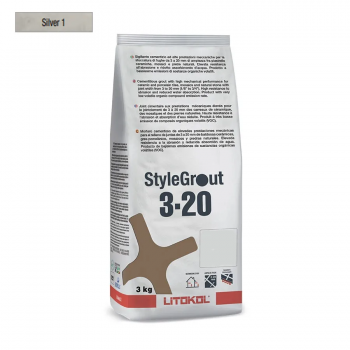 Цементна затиральна суміш для швів шириною від 3 до 20 мм Litokol Stylegrout 3-20 silver 1 сильвер 3 кг